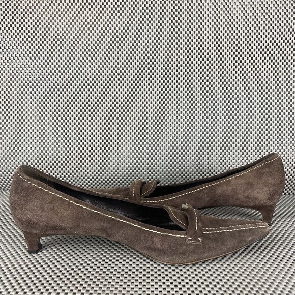 Prada Heels Womens Size 40 Brown Leather Pointed Toe Formal Made in Italy - Picture 3 of 13